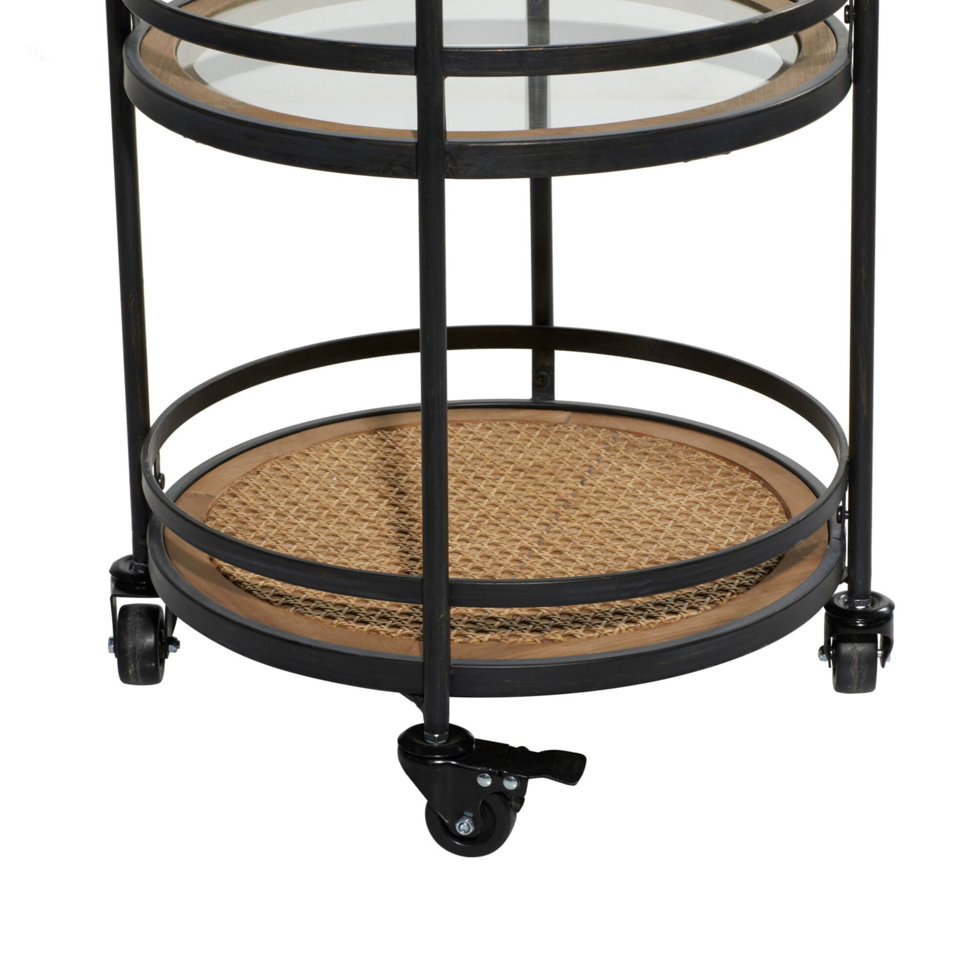 Brown Wood Industrial Bar Cart 35" x 21" x 16"